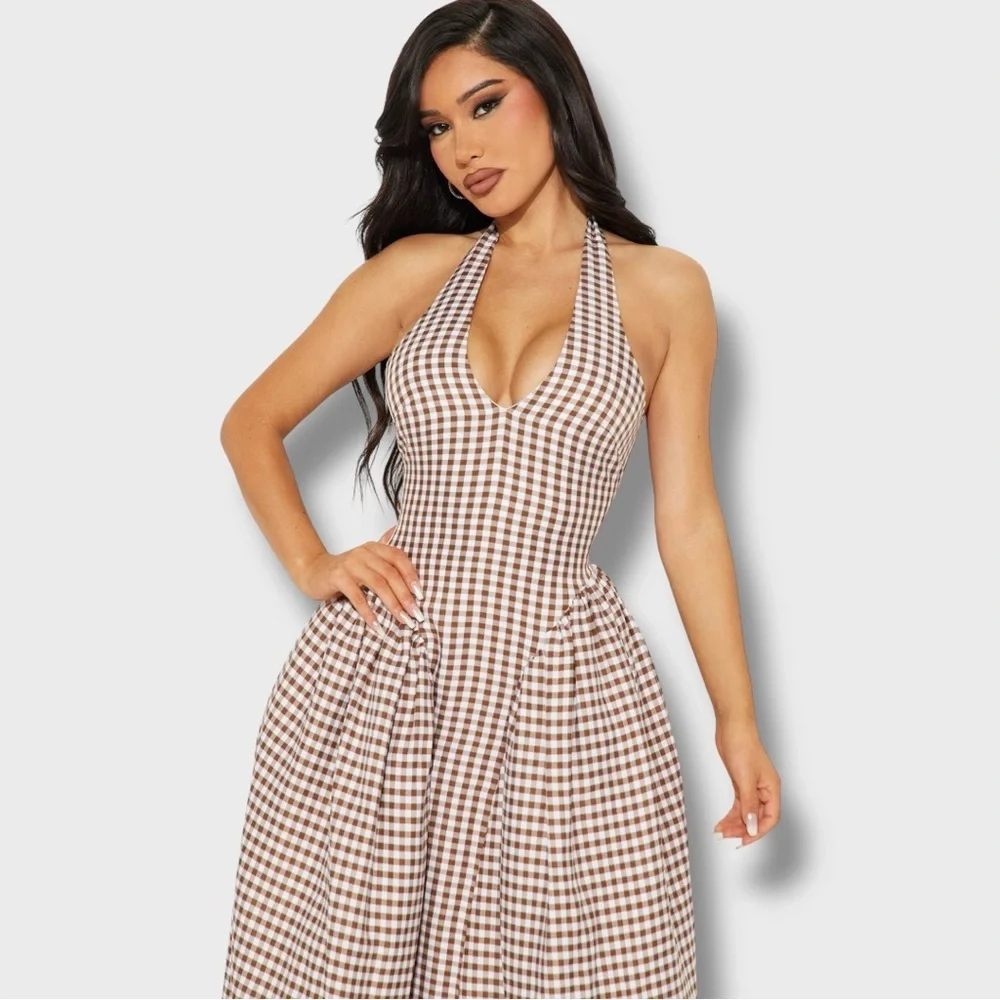 Fashion Nova - Jocelyn Gingham Maxi Dress - Milkmaid Dress